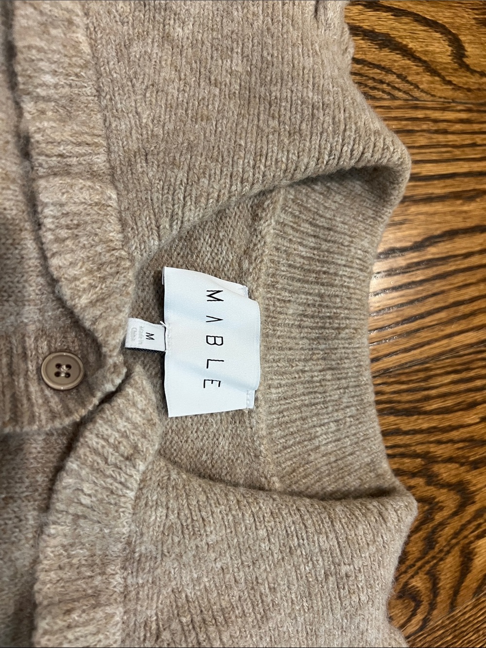 Wilde Ruffle-Collar Cropped Cardigan Sweater - Taupe - Picture 2 of 3